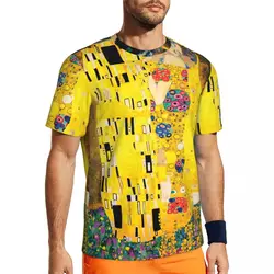 The Kiss By Gustav Klimt Sports T-Shirt Abstract Art Fashion T Shirts Men Vintage Tshirt Summer Short Sleeves Graphic Top Tees