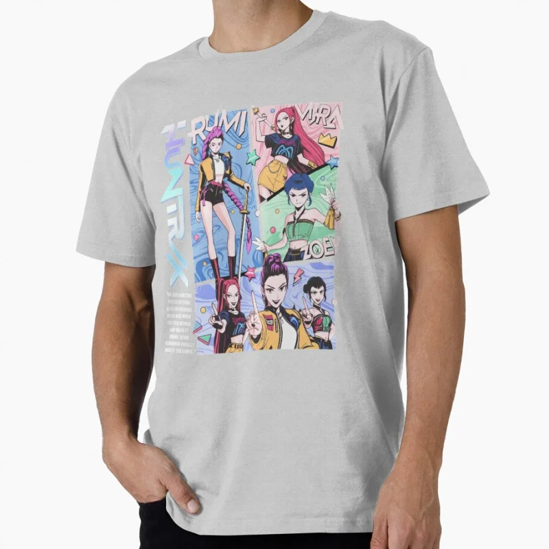 Mira Rumi Joey Kpop Demon Hunters Подарочная футболка для любителей аниме Топы большого размера Манга Графический принт Y2k Одежда Футболка с героями мультфильмов