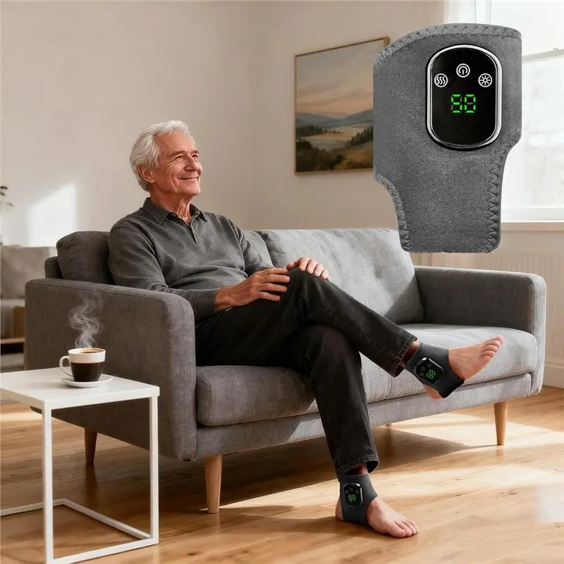 【NECESSITY】For Pain Relief Foot Massager, 3 Levels Of Massage, 5 Heat Settings And LCD Display Circulation With Extension Strap