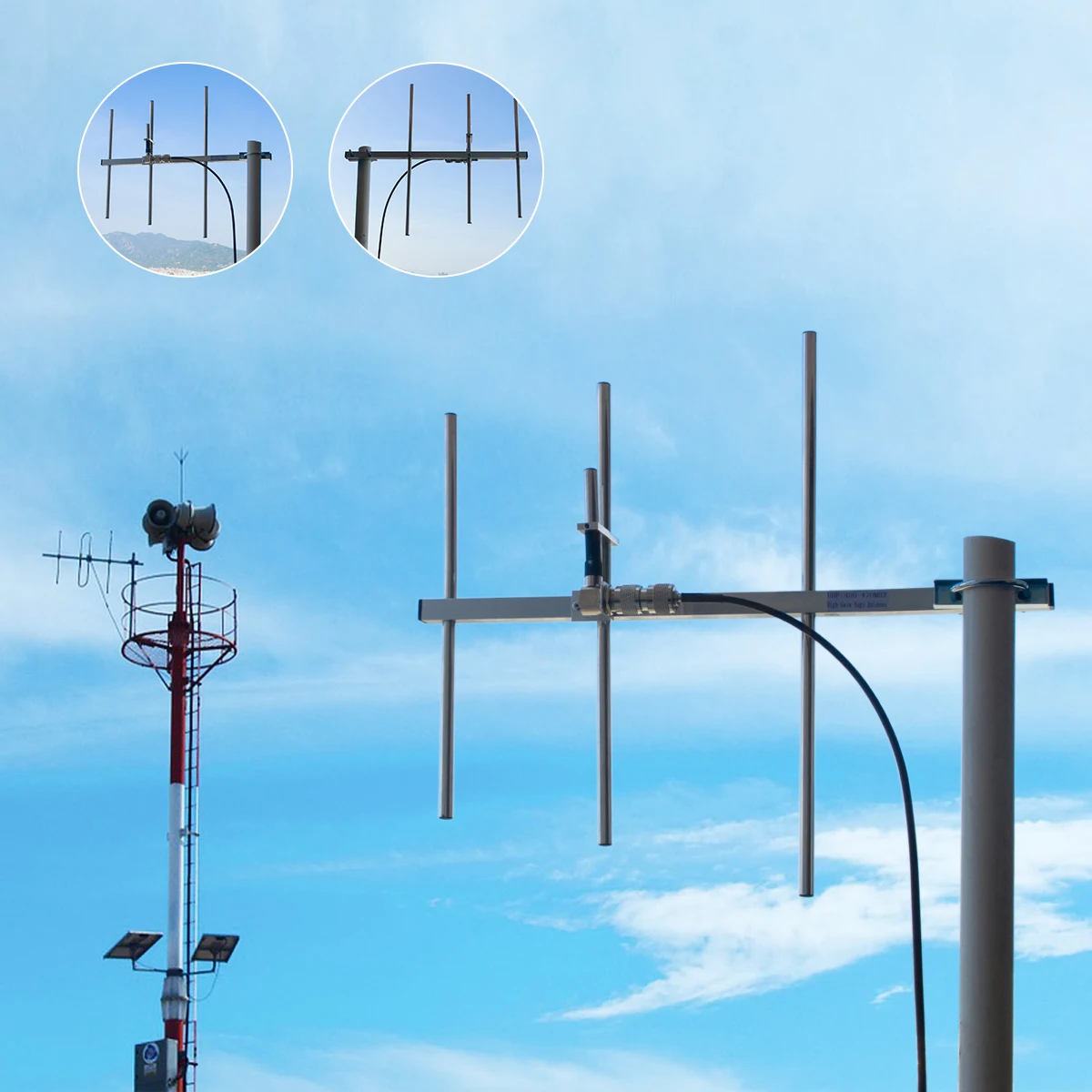 YNIBST Antena Yagi UHF 400-470Mhz o wysokim wzmocnieniu Zewnętrzna antena pionowa GMRS do systemu wzmacniacza radiowego Ham