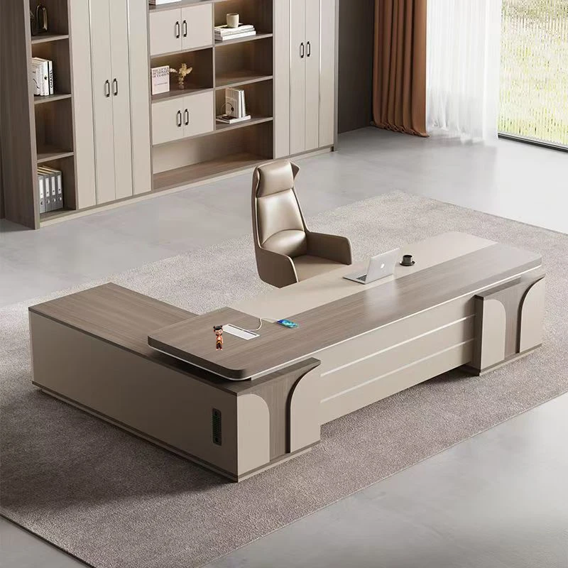

Modern Computer Office Desk Executive Lshaped Multifunctional Minimalist Office Desk Luxury Drawer Ufficio Commercial Furniture