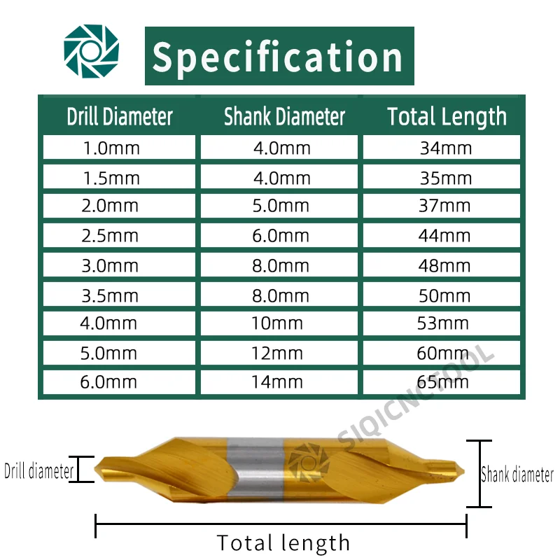 HSS Center Drill 6pcs 1.0-5.0mm Center Drill Bit Set Drill Hole Centering Dril Cutter Drill Bit Set M35 6542 CenterinFordrilling