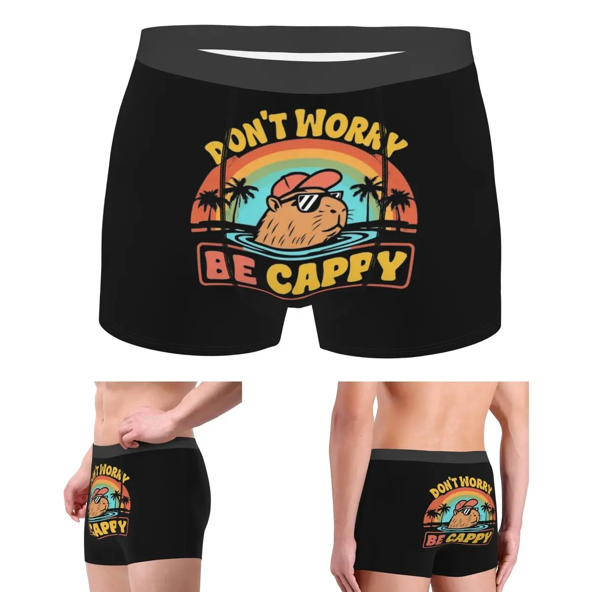

Boxer Underpants Shorts Embrace The Capybara Craze Don't Worry Be Cappy Panties Men's Breathable Underwear for Homme Man Gifts