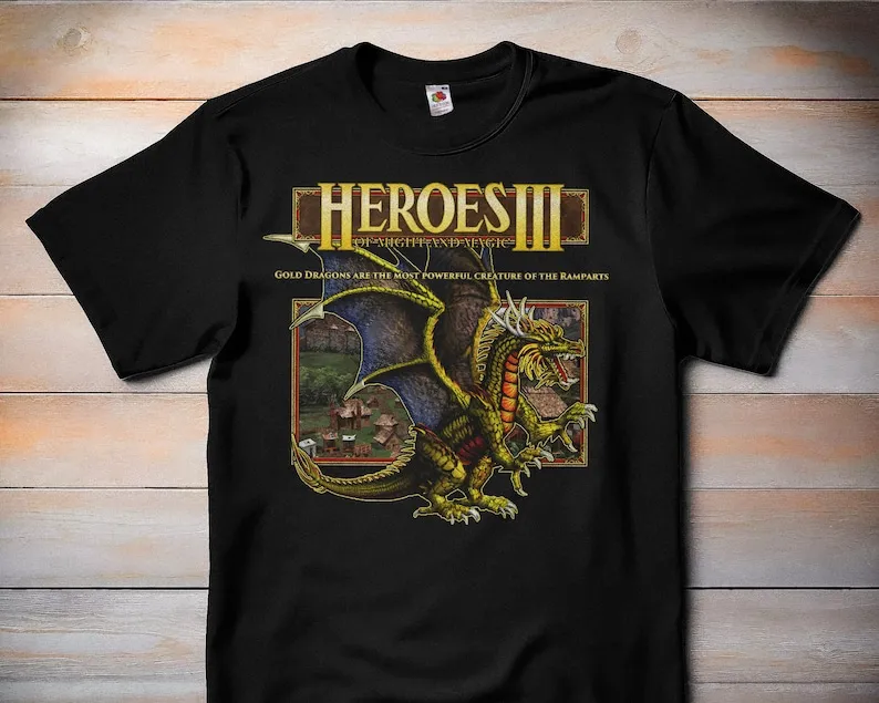 Golden Dragon - Heroes of Might And Magic III TShirt - Classic Video Game Tshirt, Retro Gamer Tee, Gaming Shirt, Gamer Gift