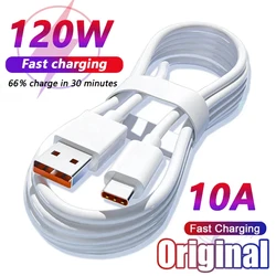 USB Type C Cable 120W 10A Fast Charging Wire Mobile Phone USB For Huawei P30 Xiaomi Redmi Honor Poco x6 USB C Data Cable Cord