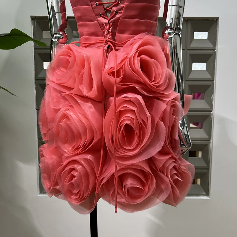 KBQ SplicedพับBackless Tunicชุดผู้หญิงที่ไม่มีสายหนังแขนกุดเอวสูงPatchwork Lace Upชุดราตรีดอกไม้หญิง