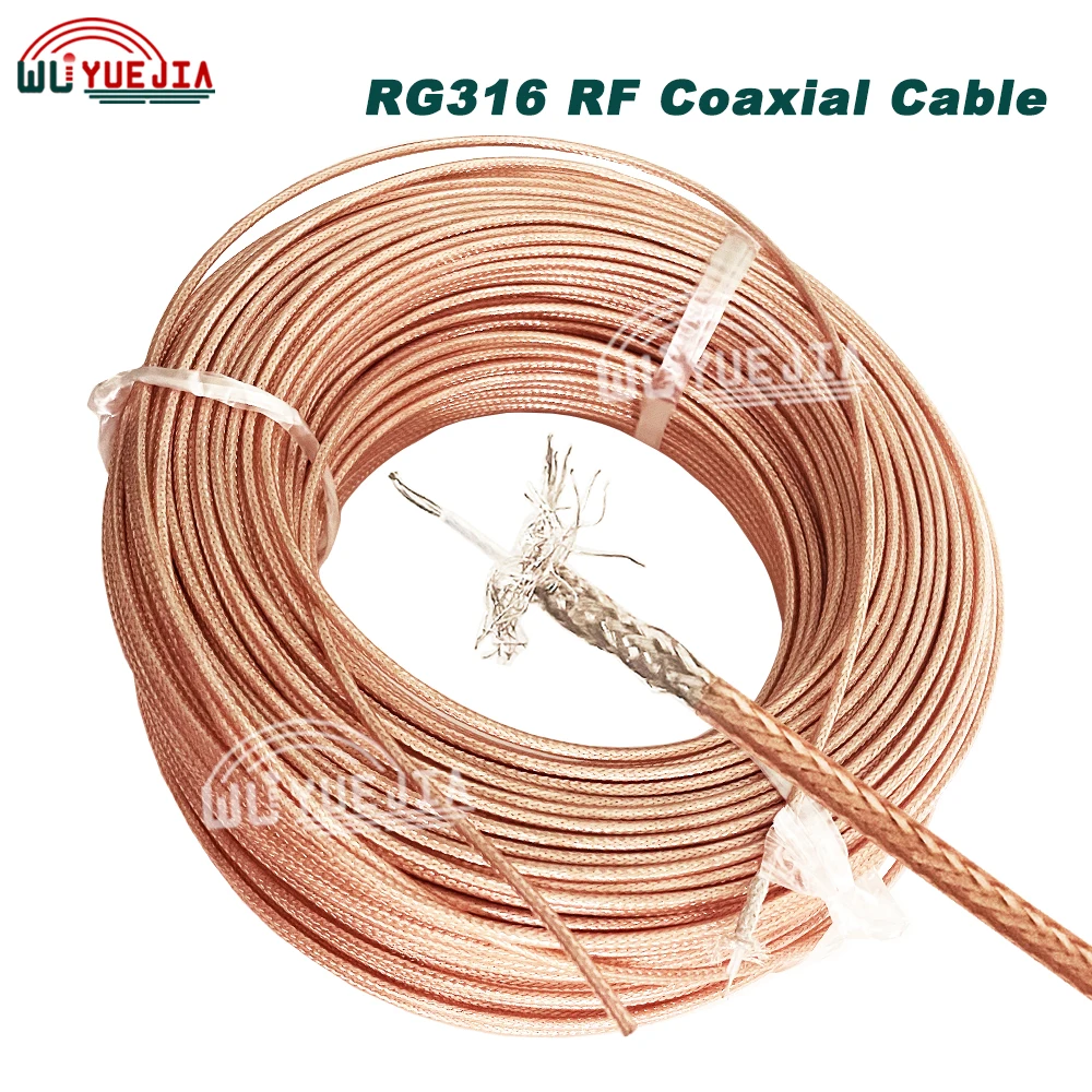 5~200Meters RG316D Double Shield / RG316 Brown RF Coaxial Cable 50 Ohm Low Loss Pigtail Jumper for Crimp Soldering Connector