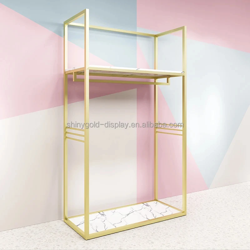 custom.Custom Kids Clothing Rack Stainless Steel Shiny Gold Boutique Children Clothes Stand  Cloth Shelves Display