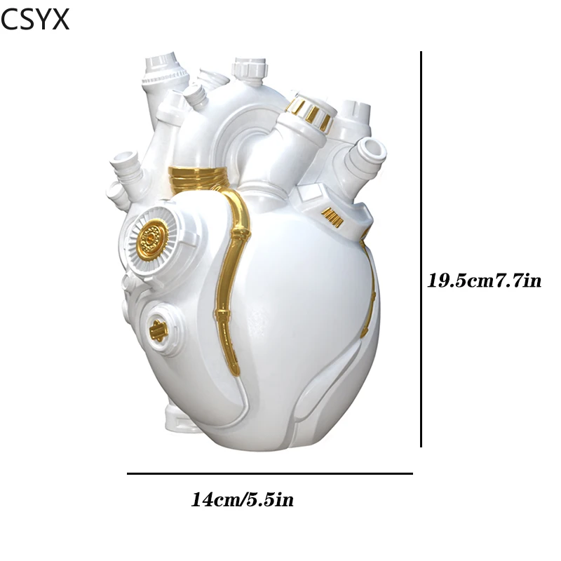 Home Decor Mechanical Heart Cardiac Vase Home Desktop Decoration Crafts Resin Home Flower Arrangement Decoration Ornaments