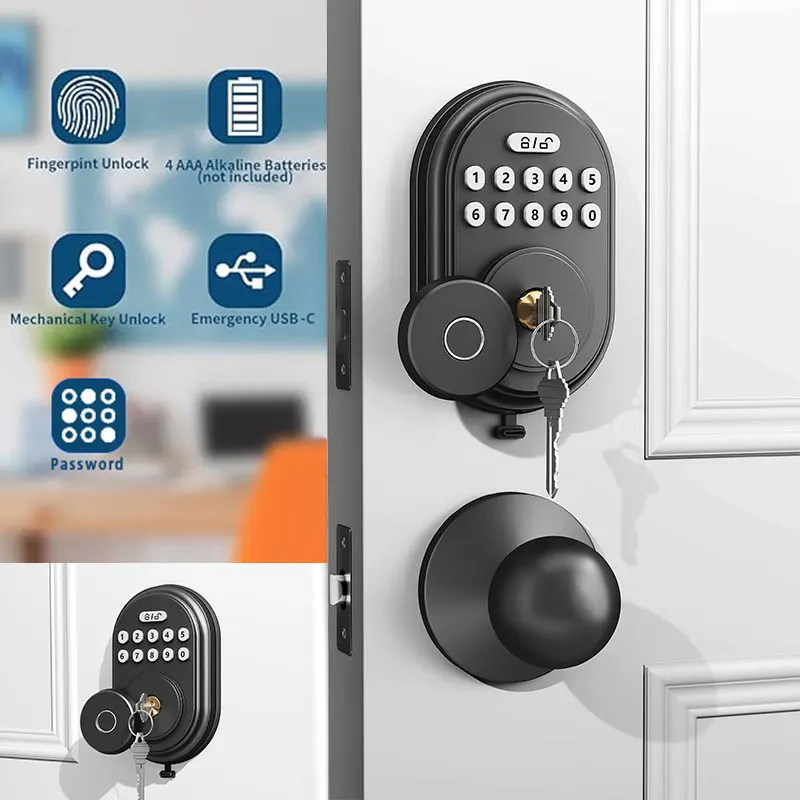 CIEPOJIT Keyless entry door lock electronic door lock, smart latch lock with automatic lock, safe waterproof smart lock