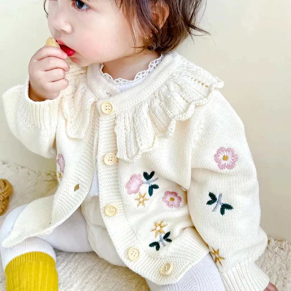 Girls\' Spring Sweater Coat Spring and Autumn Infant and Newborn Baby Knitted Shirt Cardigan Outgoing Clothing Children\'s Sweater