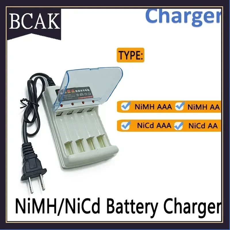 discount store1.2V 4 Slots Battery Charger with LED Indicator Cover Protection for NiMH Rechargeable Battery AAA Quick Charger