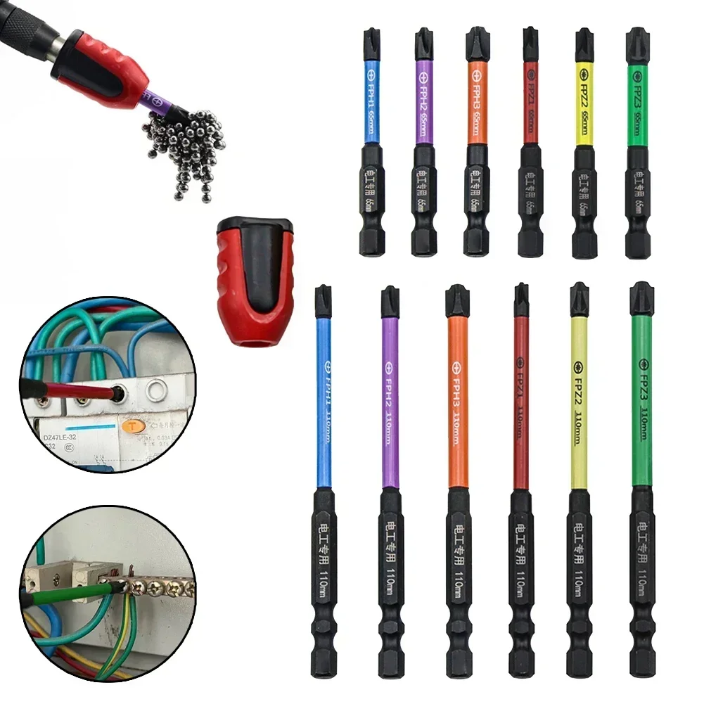 3pc FPH FPZ Special Slotted Cross Screwdriver Bit With Magnetic Ring For Electrician 65/110mm Magnetic Screwdriver Bit Hand Tool