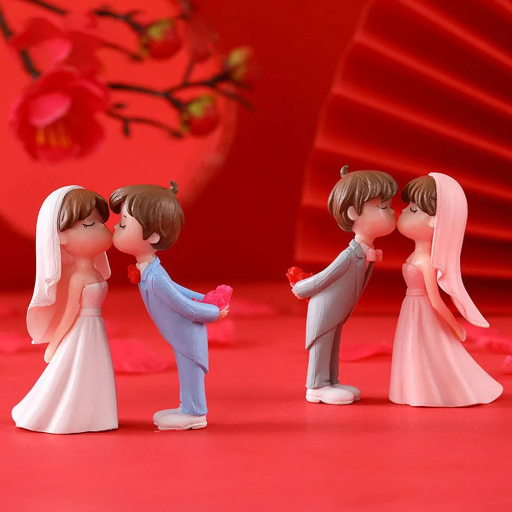 

2 Pairs Wedding Couple Statues Blue White Pink Gray Bride Groom naments Home Decor Gifts Couples Engagement Anniversary