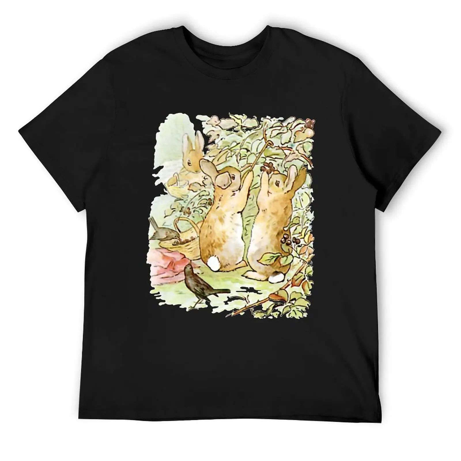 

Flopsy, Mopsy and Cottontail picking berries T-Shirt summer top summer tops quick drying Men's clothing