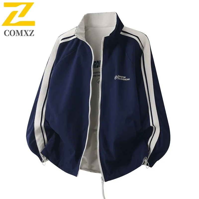 

COMXZ Men Jacket Leisure Stand Collar Outdoor Riding Wear Resistant Jackets Korean Fashion Windproof Autumn Mens Clothing