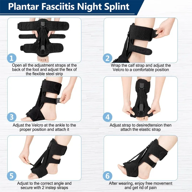 Adjustable Night Splint For Plantar Fasciitis Pain Relief Soft Foot Drop Brace Sleeping Achilles Tendon Stretcher Boot Nighttime