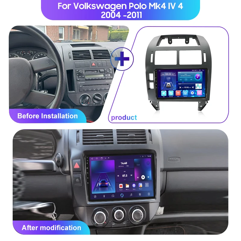 Android12 Car AutoRadio For Volkswagen Polo Mk4 IV4 2004-2011 GPS Navigation Carplay Wirerless Multimedia Video Player No Canbus