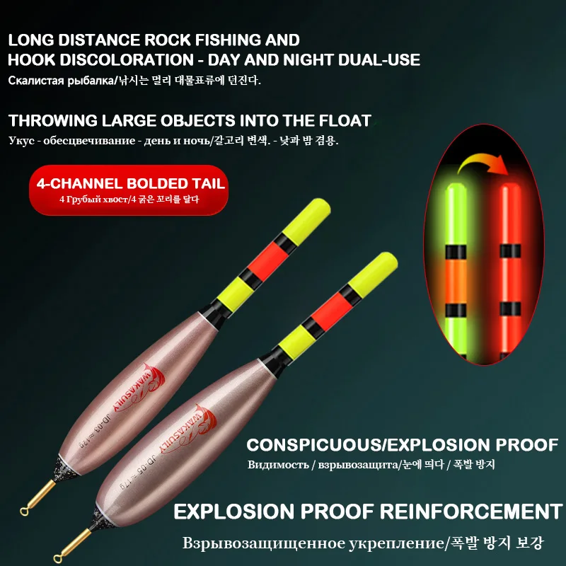 2025 منتج جديد 2 قطعة الإلكترونية الصيد تعويم ضوء الليل 3-شبكة 6.8 مللي متر روك الصيد تعويم الشتاء في الهواء الطلق معدات صيد الأسماك