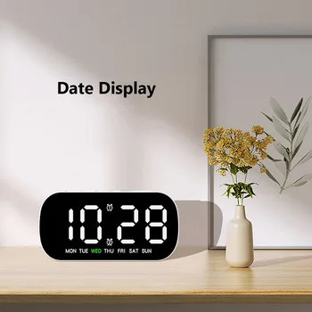 LED 스크린 디지털 알람 시계, 밝기 조절 가능, 다기능 디스플레이, 전자 알람 시계, 12 H, 24H 테이블 시계