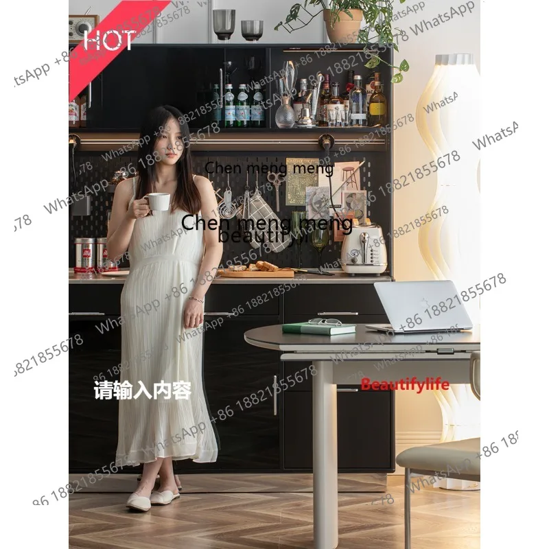 light luxury dining side wine cabinet small apartment tea cabinet kitchen modern simple living room cupboard stainless steel