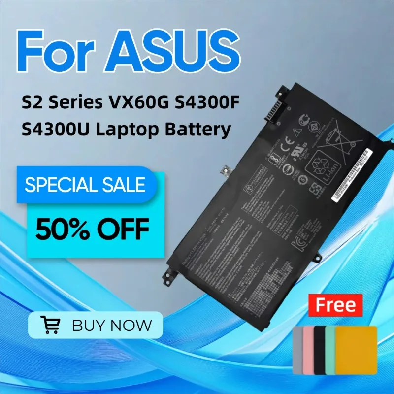 

For ASUS ZenBook S2 Series VX60G, S4300F, S4300U Laptop Battery B31N1732 Give Away A Mouse Pad