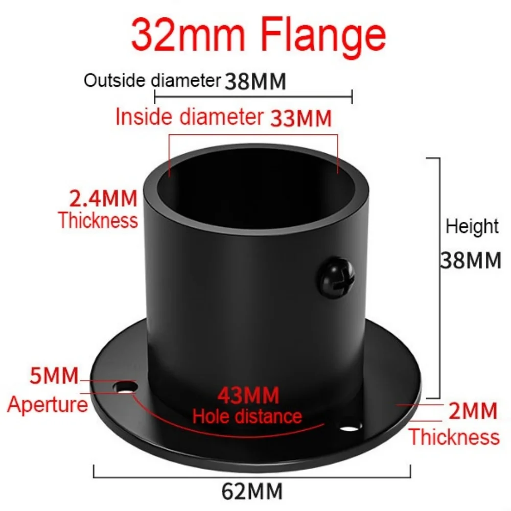1Pc Stainless Steel Pipe Bracket Tube Support Flange Seat For Wardrobe Hanging Rail Rod Pole Socket End Holder Heavy Duty Hanger