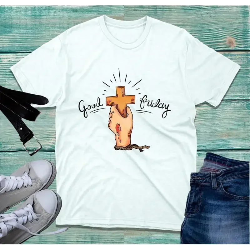 Good Friday Cross Pierced Hand T Shirt Easter Faith Jesus Christ Holy Week Top