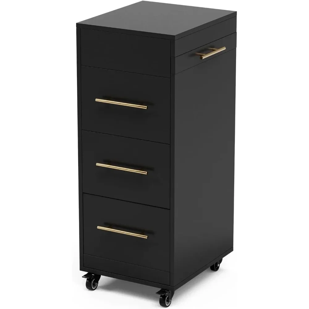 

Salon Trolley, Rolling Hair Cart with 3 Dryer Holders for Hair Stylist, Makeup Organizer Stations Cabinet for Beauty Barbershop