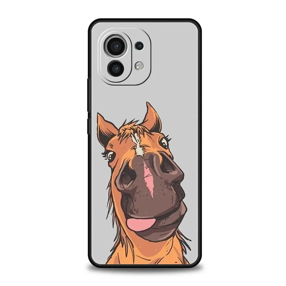 Phone Case For Xiaomi Mi 14 13 12 11 Lite 13T 12T 11x 11T 10T Pro 9T Note 10 Lite Soft Cover Animal Galloping Horse Girl Drawing