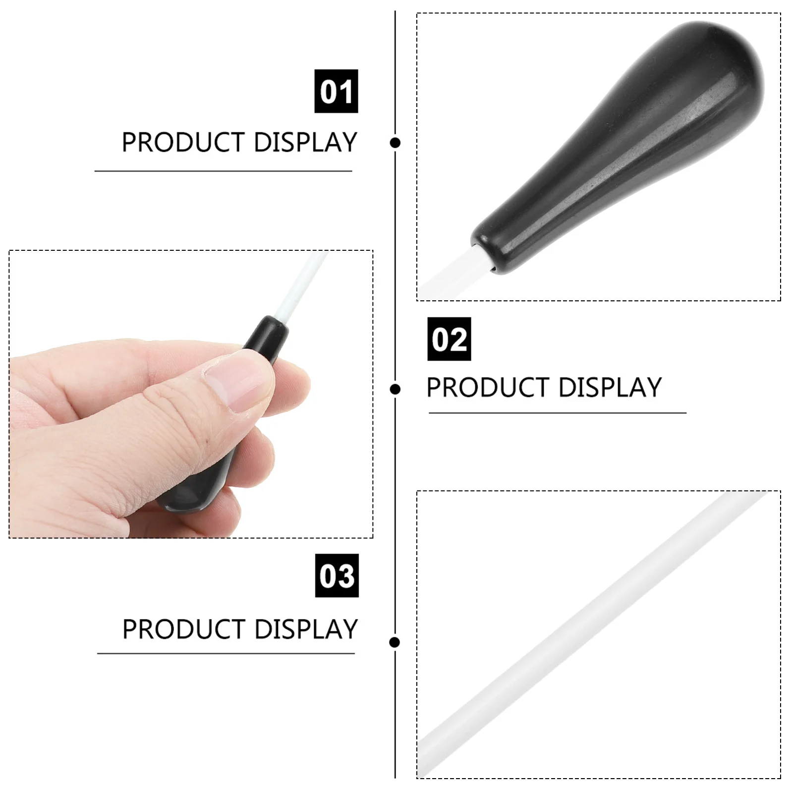 

2Pcs Professional Music Conductor Baton High Strength Resin Material Long Handle Comfort Grip for Band Concert Outdoor