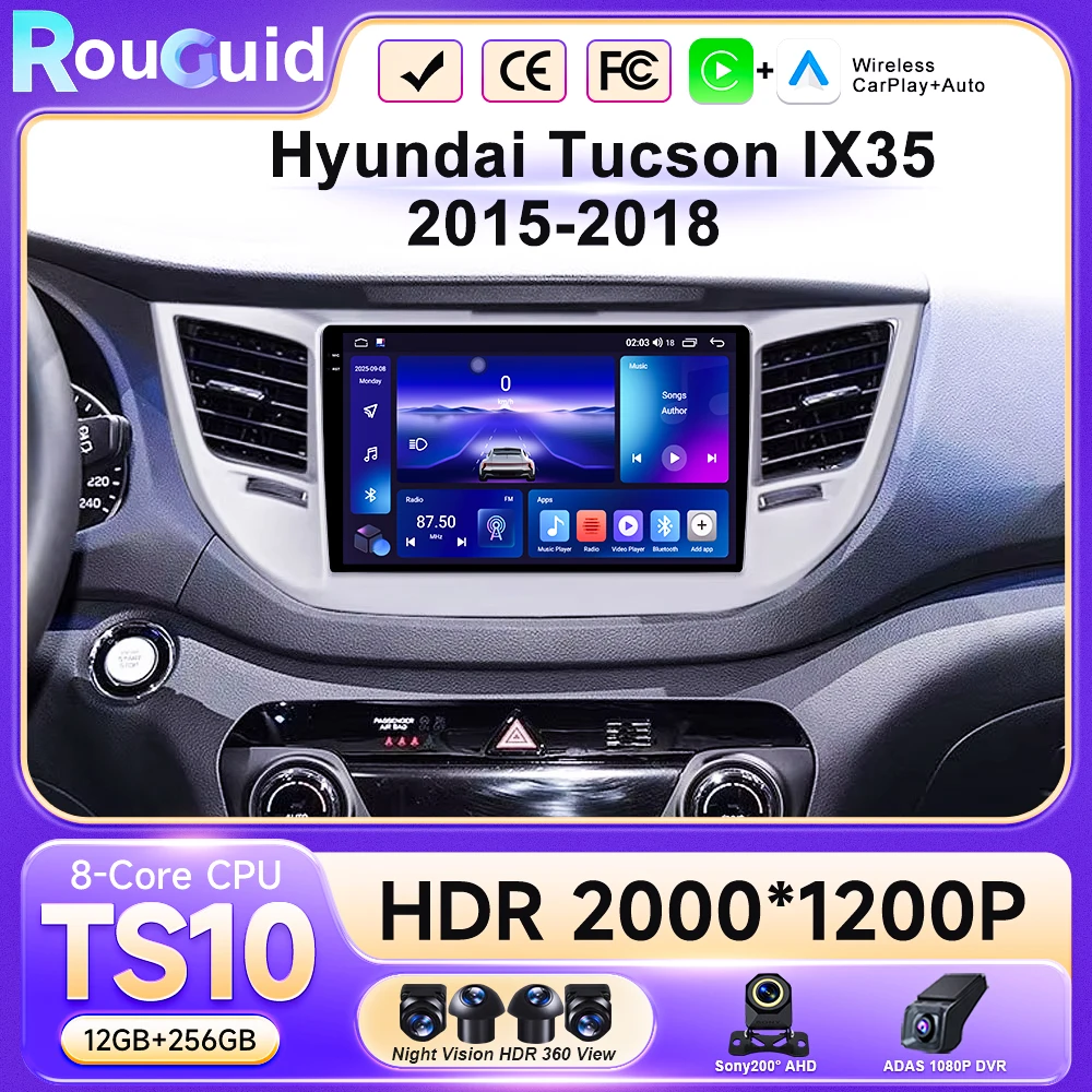 

Автомагнитола Android 16 с видеоплеером для Hyundai Tucson IX35 3 2015-2018, Carplay, GPS-навигация, Wi-Fi