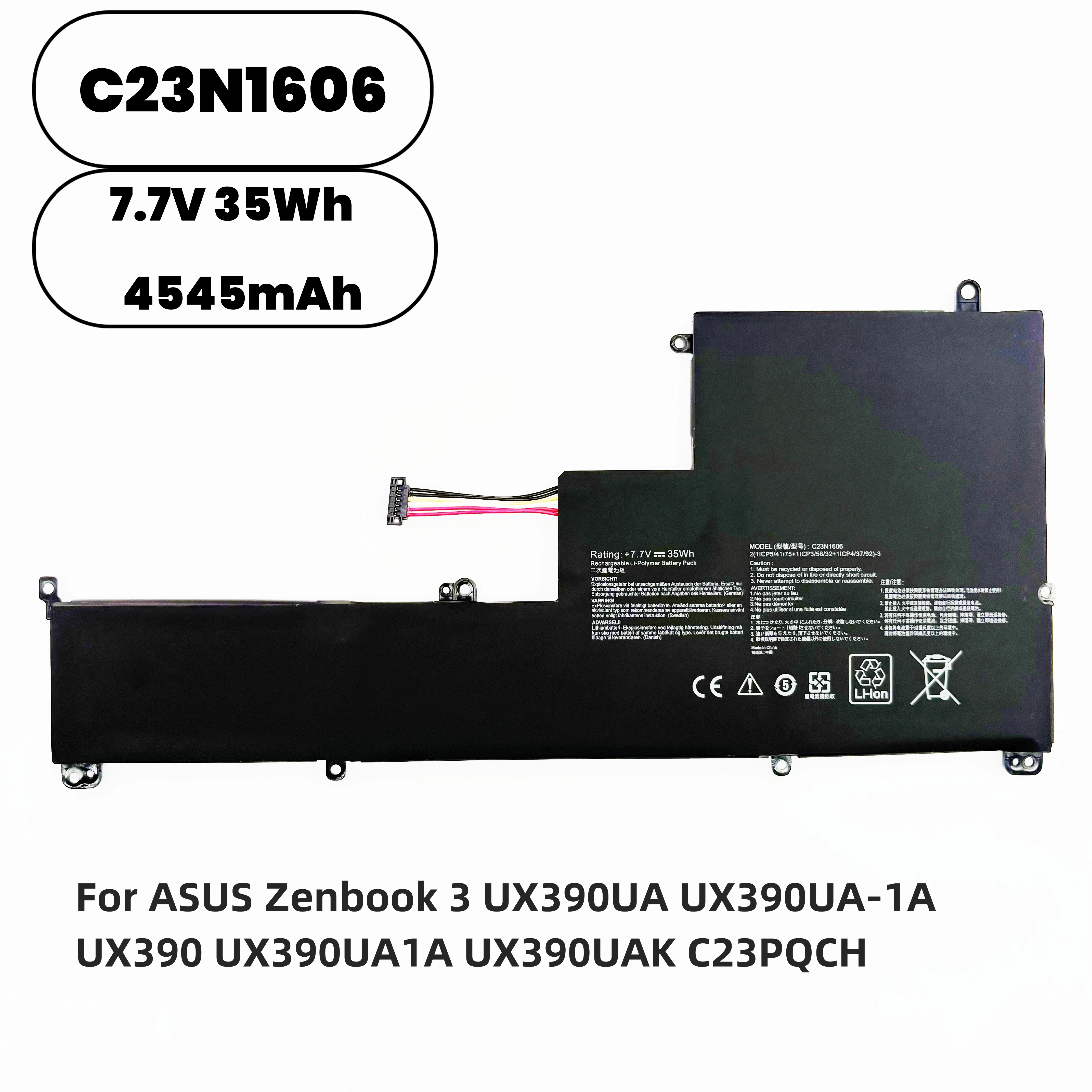 

Новый аккумулятор для ноутбука C23N1606 7.7V 35Wh 4545mAh для ASUS Zenbook 3 UX390UA UX390UA-1A UX390 UX390UA1A UX390UAK C23PQCH
