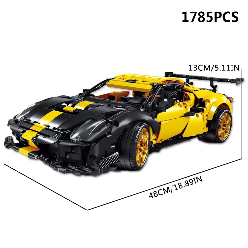 High Tech 86200 Technical Super Speed Sports Yellow Black Car Building Blocks Bricks Model Toys Christmas Birthday Gifts 1785pcs