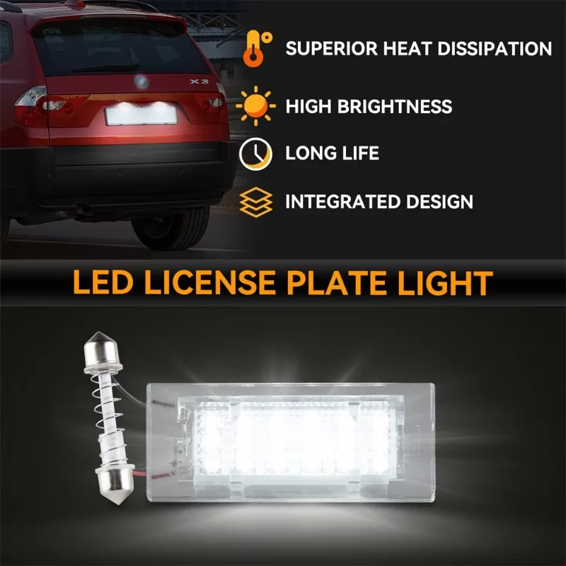 Xenon White OEM Fit 3W Full LED for BMW E83 X3 2004-2009 for BMW 2001-2006 E53 X5 License Plate Light Can Bus Error Free