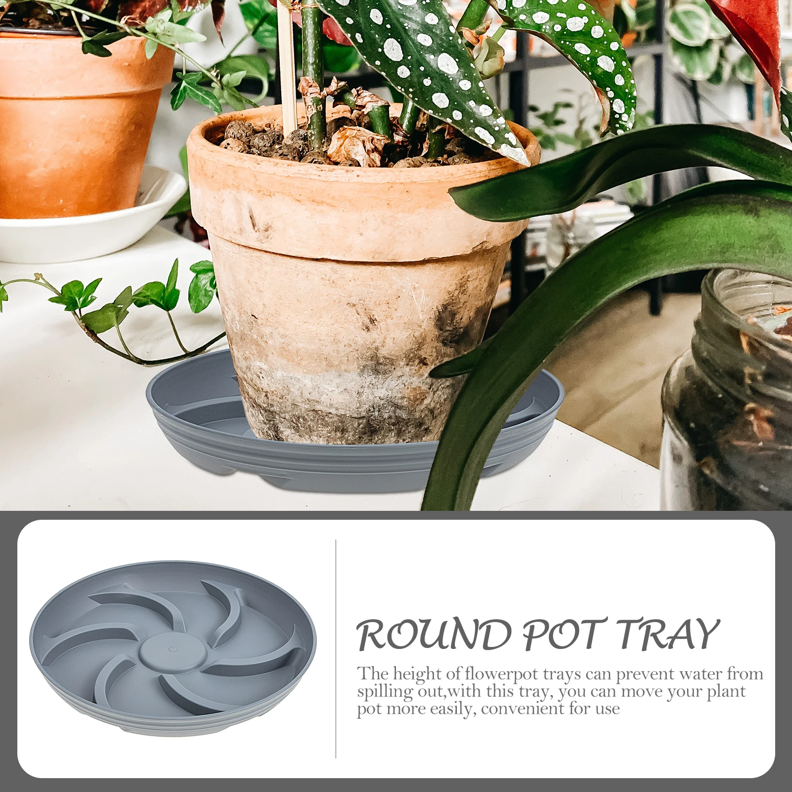

Large Leak-proof Flowerpot Trays Round Base for Indoor Plants Pots Catch Water spill Prevent Stable Resin Material