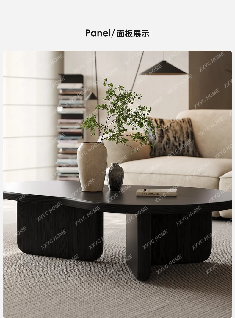 

Solid wood style minimalist modern black high-end medieval small coffee table