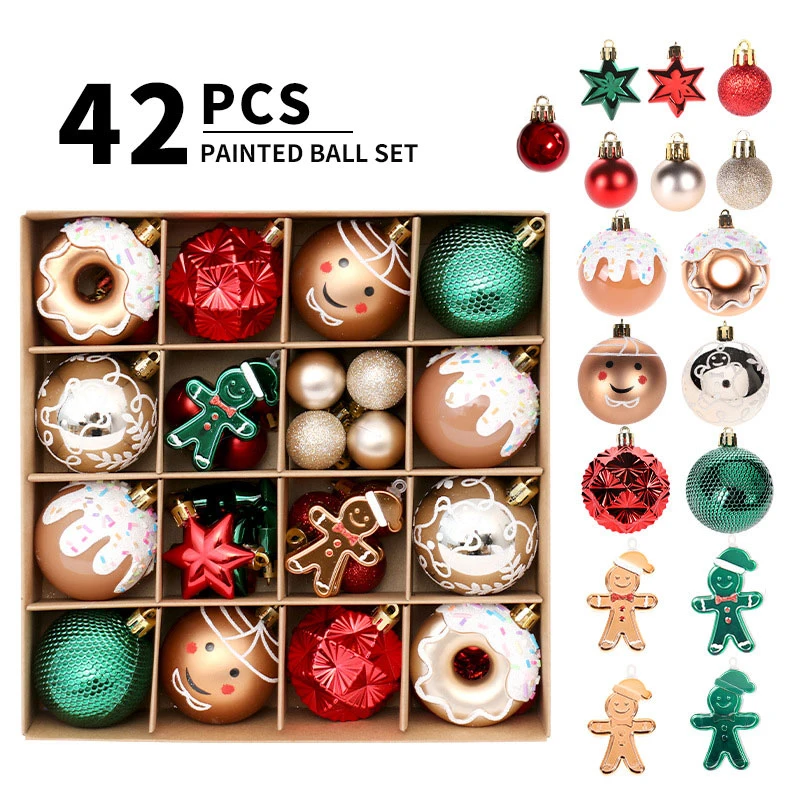 زينة عيد الميلاد: 42 كرة عيد الميلاد الرائعة المطلية باللون الأرجواني والأخضر والذهبي، مجموعة قلادة شجرة عيد الميلاد #2