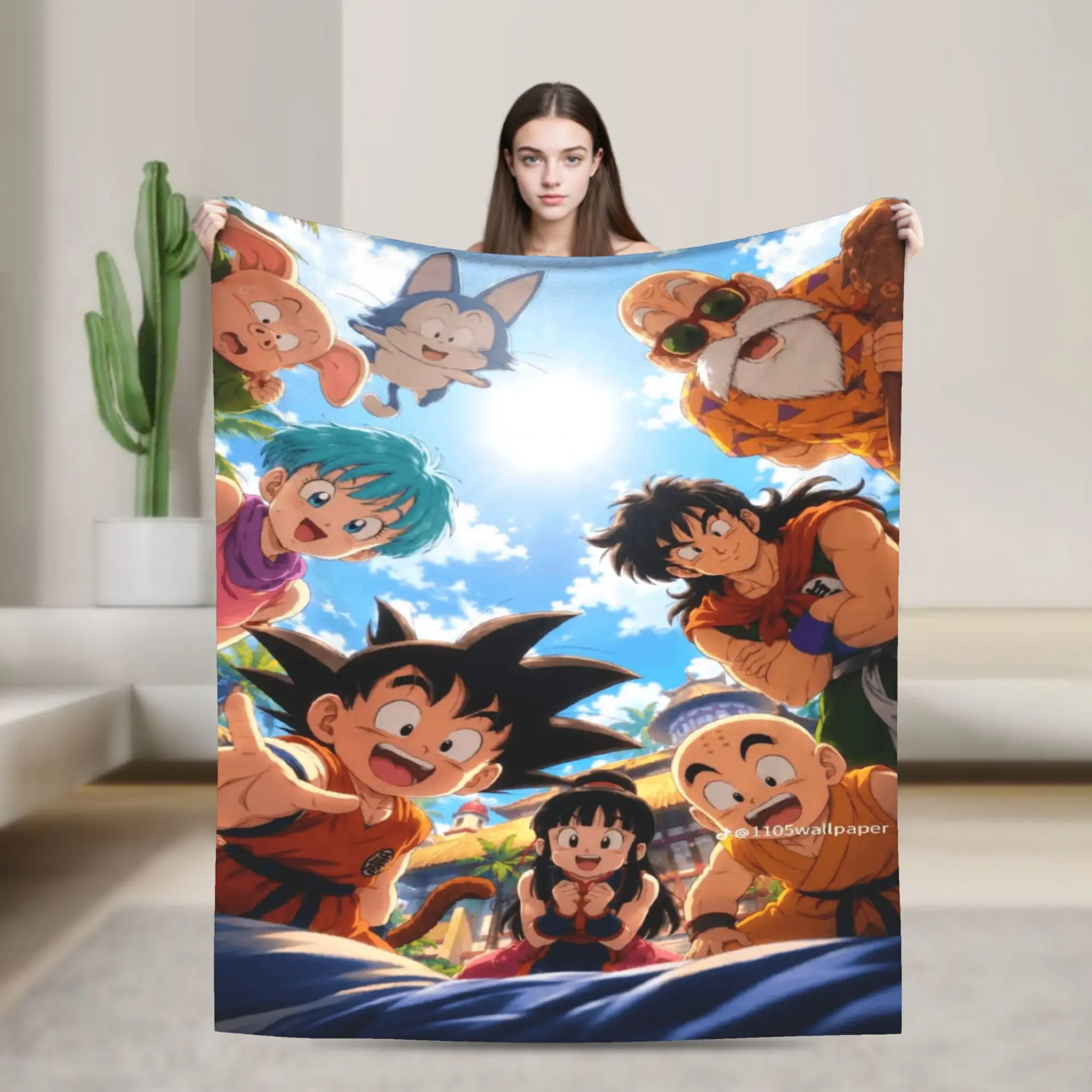 D-Dragon Anime Warm Cozy Blanket For Sofa Home  Print Throw Blanket Winter Plane Travel Flannel Bedspread
