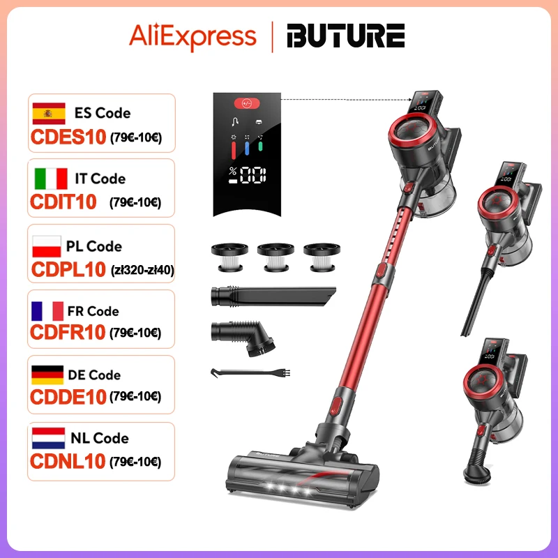 

BUTURE 450W 38000Pa Powerful Cordless Vacuum Cleaner Wireless Handheld For Home Appliance with Touch Screen 55 Min Runtime