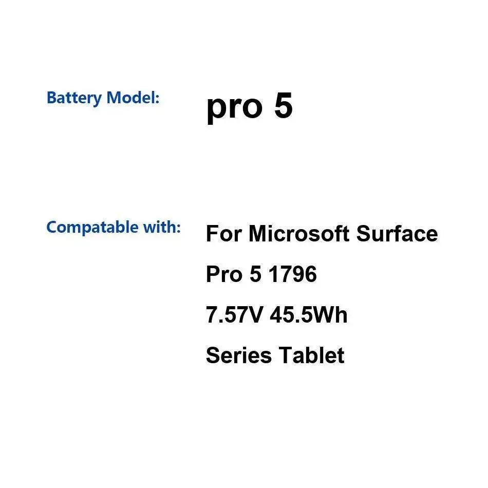 

5940 мАч хорошая низкотемпературная батарея для планшета для Microsoft Surface Pro 5 1796 надежная мощность
