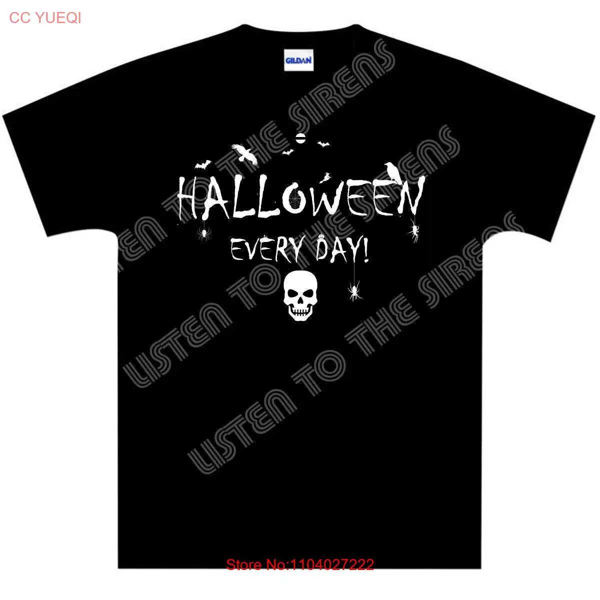 Halloween Every Day T-Shirt - Brand New - Unisex - Goth - Skull - Bats - Alt