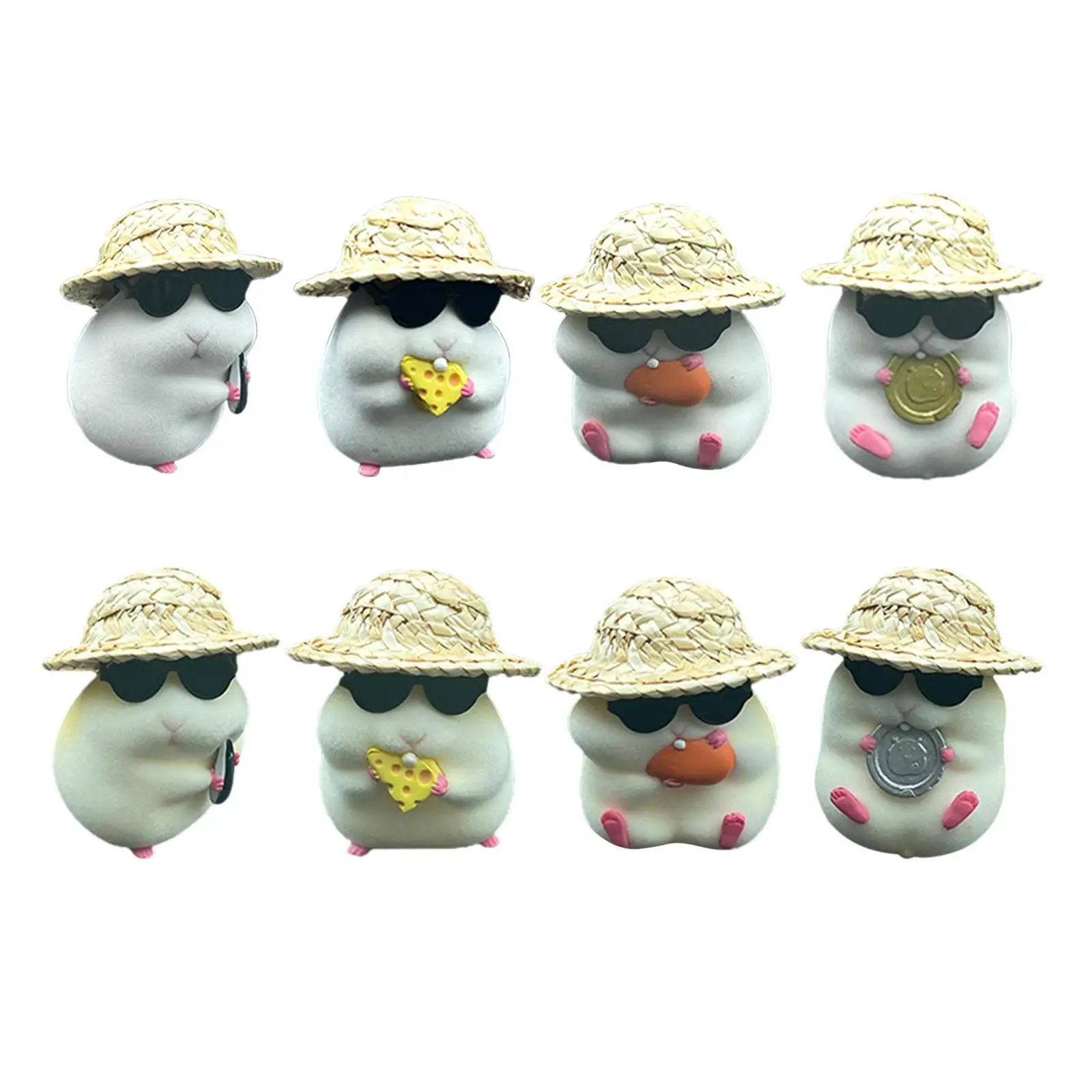 Mini Hamster Easter Car Pendant Detachable Hat Animals Model Toy Simulation Ornaments for Office Desk Car Party Accessories