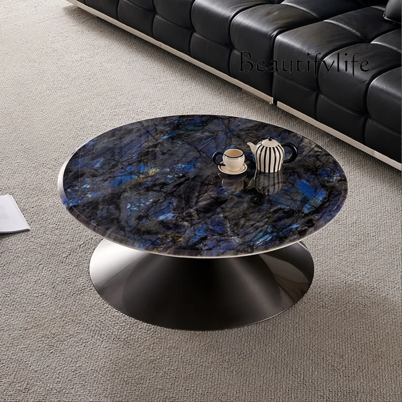 M New Italian Minimalist Flying Saucer High-end Marble Round Coffee Table Villa Large Coffee Table