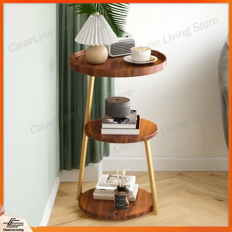 Nordic Small Coffee Table Sofa Side Table Living Room Bedside Table for Small Apartment Corner Round