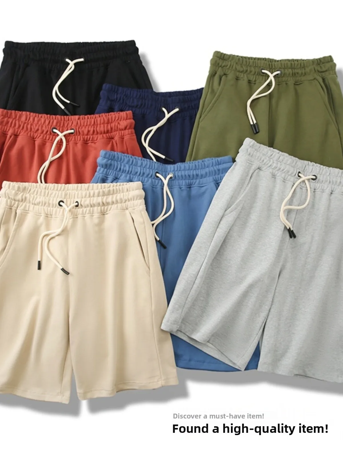 

Heavyweight Pure Cotton Casual Loose Fit Five Inch orts Straight Leg Elastic Waist Summer New Sle Color Youth Leisure