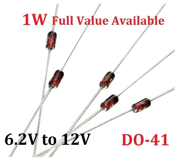 50PCS 1W Zener Diode Kit 1N4735A/6.2V 1N4736A/6.8V 1N4737A/7.5V 1N4738A/8.2V 1N4739A/9.1V 1N4740A/10V 1N4741A/11V 1N4742A/12V