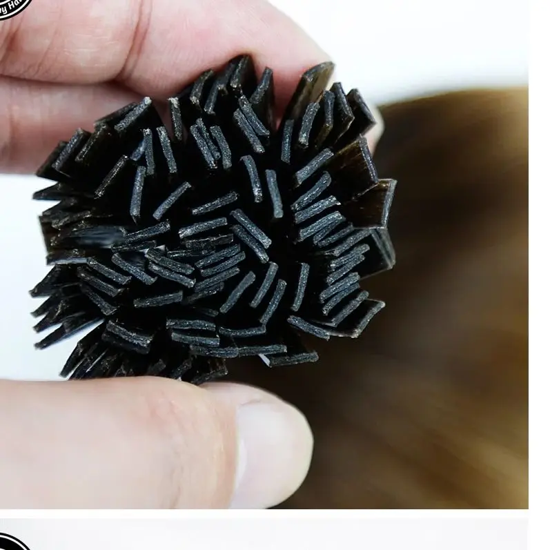 12-20 بوصة طرف مسطح وصلات شعر شعر الإنسان الانصهار وصلات شعر نصائح مسطحة الطبيعية الأسود طرف مسطح ريمي الشعر البشري