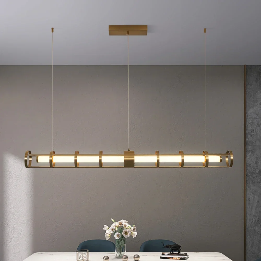 

T Hollow Dining Room Chandelier Simple Modern Dining Table Bar Lamp Creative Office Strip Lamps
