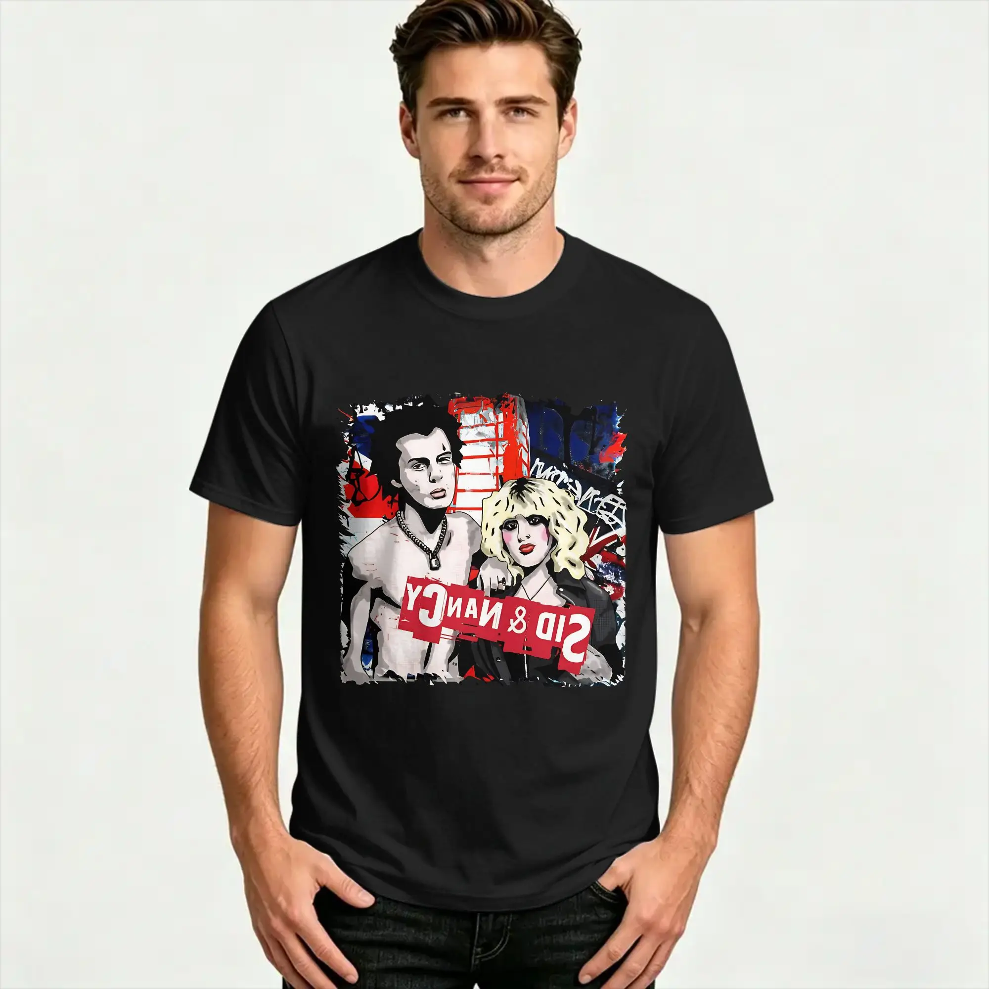 Sid And Nancy Sexy Dynamite London  Cotton T-Shirt For Adult Beach  Vintage T Shirts Harajuku Tees Plus Size Design Clothing